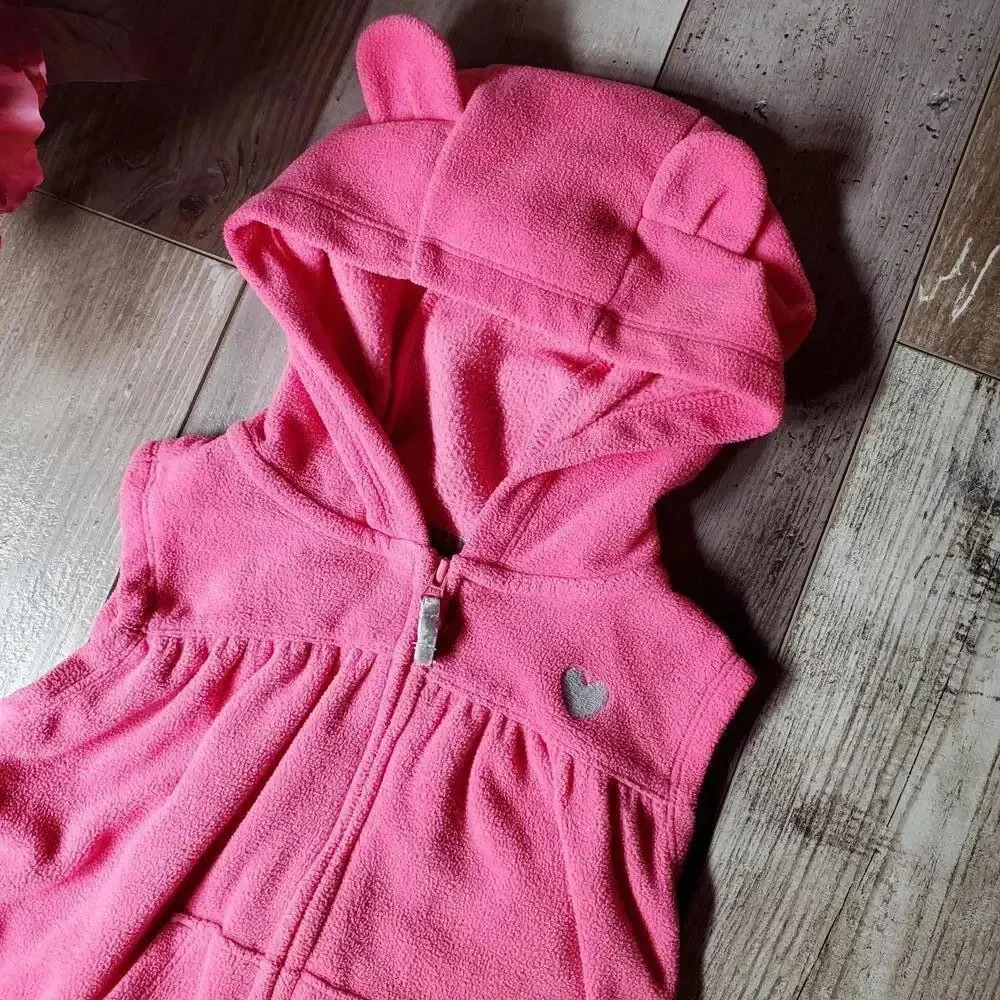 Carter's Pink Hooded Baby Toddler Girl Fleece Vest Size 18m